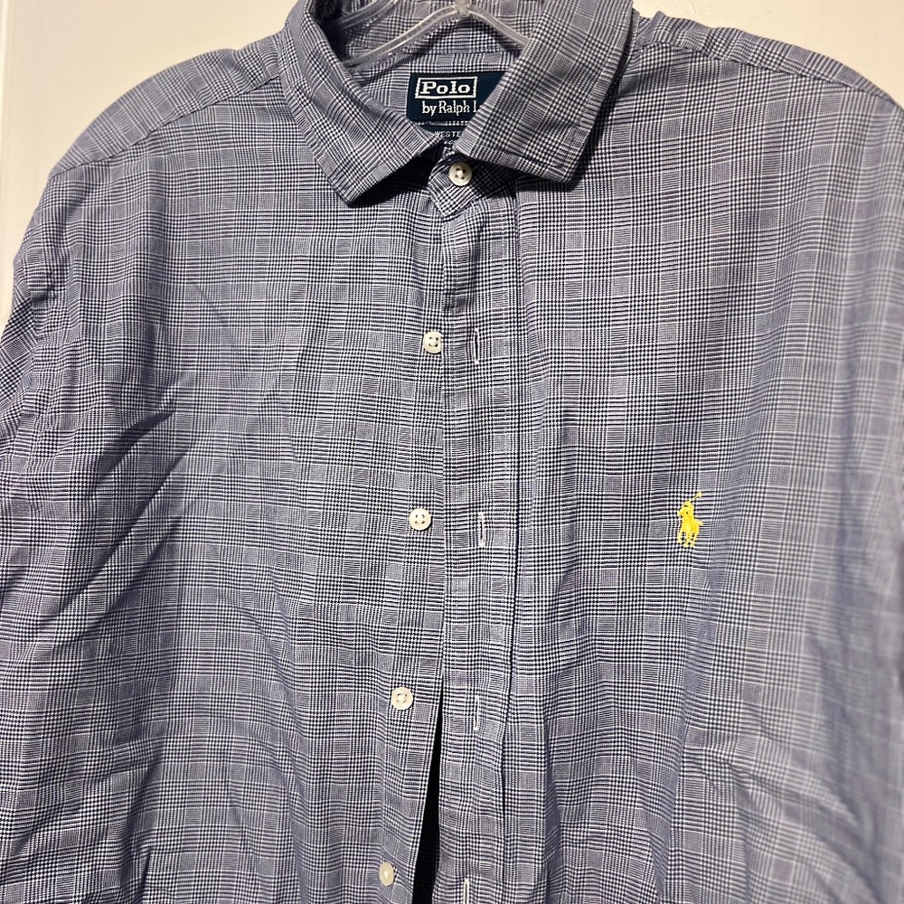 Navy Blue and White X-large Polo Dress Shirt